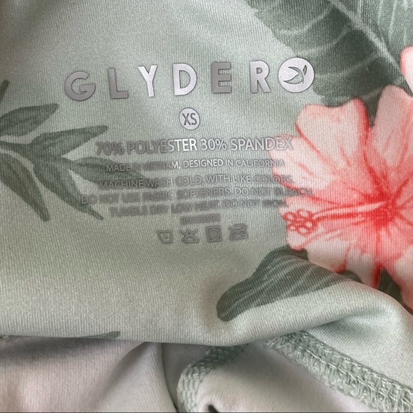 GLYDER NWT WOMEN’S HIGH POWER TROPICAL BLOOM HAWAIIAN LEGGINGS XS GREEN - Picture 6 of 6